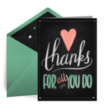 Thanks For All You Do Chalk card image