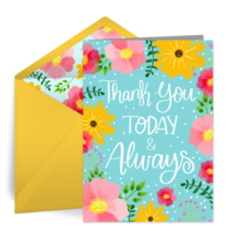 Thank You Today & Always Floral card image