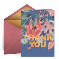 Floral Thank You Gold card image
