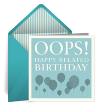 Oops Belated Birthday card image