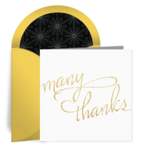 Many Thanks Script Gold card image